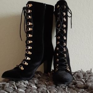 Velvet (faux) lace-up boots by Penny Loves Kenny